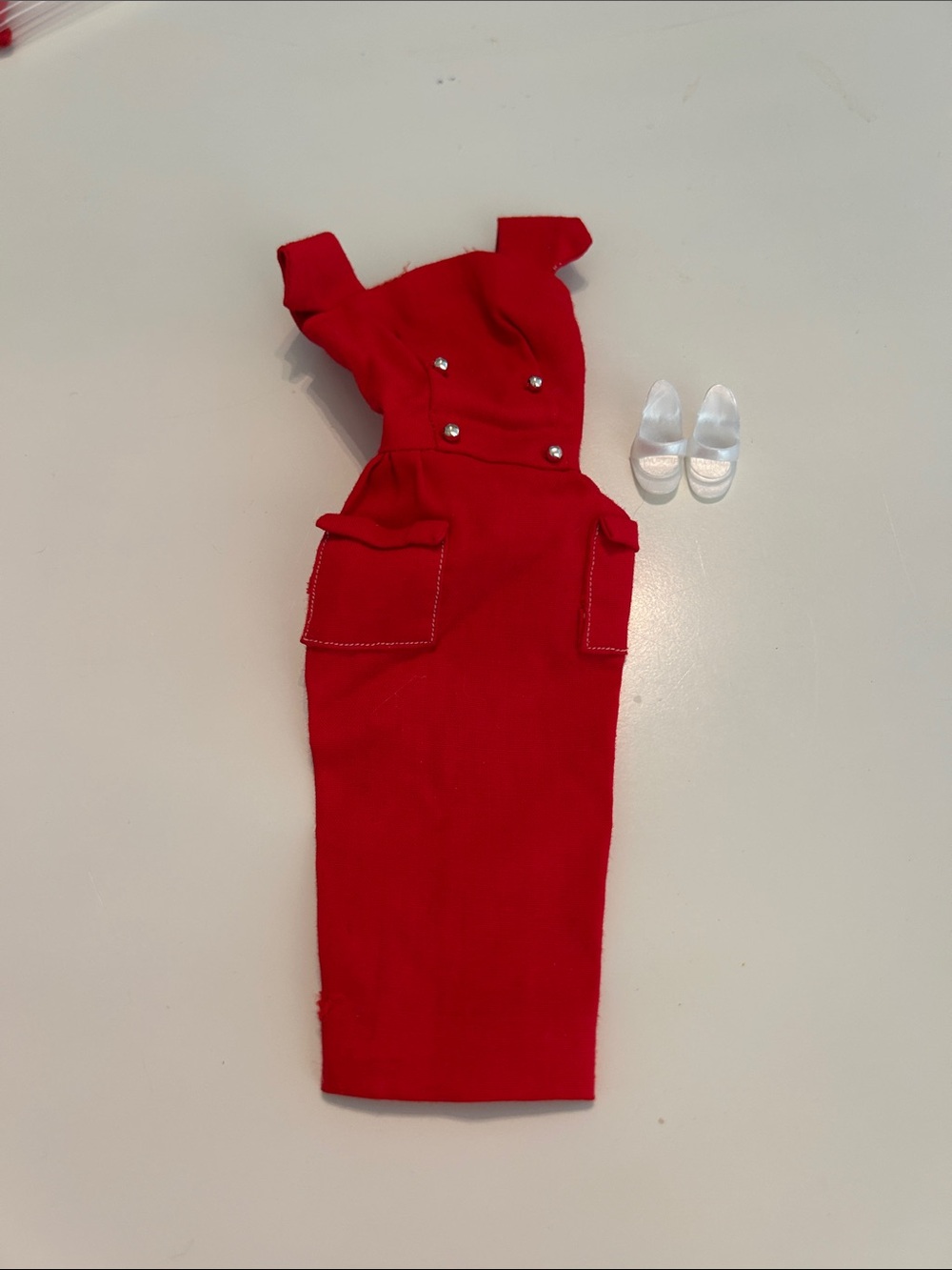 Vintage Barbie Sheath Sensation #986 Red Dress and White Heels 1961